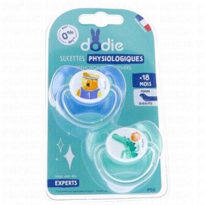 DODIE  Duo Sucettes +18 mois physiologiques silicone gar&ccedil;on REF P51