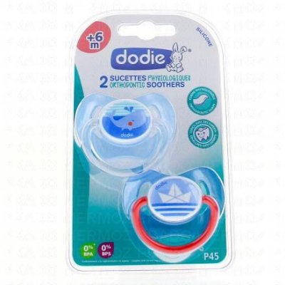 DODIE  Duo Sucettes marin +6 mois physiologique silicone REF P45