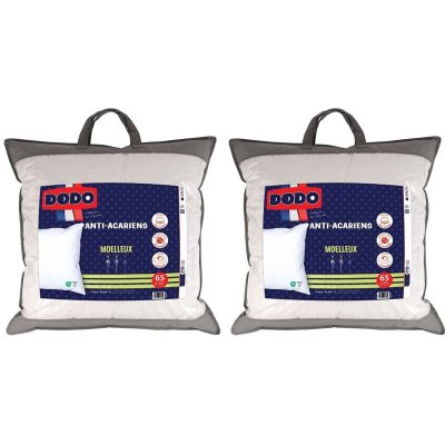 DODO  Lot de 2 oreillers  anti allergies - 65x65 cm - ACTI PLUS II