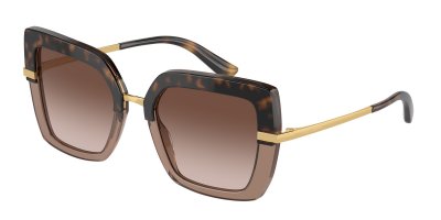 DOLCE & GABBANA Dolce & Gabbana 0DG4373 Lunettes de Soleil, Top Havana on TRANSP Brown, 52 Femme