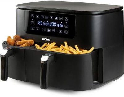DOMO  AIRFRYER DOUBLE FRY ZONE 3 + 6 L Friteuse 9 l 2850 W 2 zones de cuisson noir