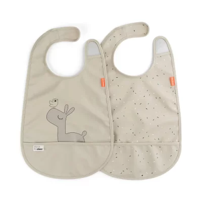 DONE BY DEER  - Bavoir avec velcro Lalee, sable (set de 2)