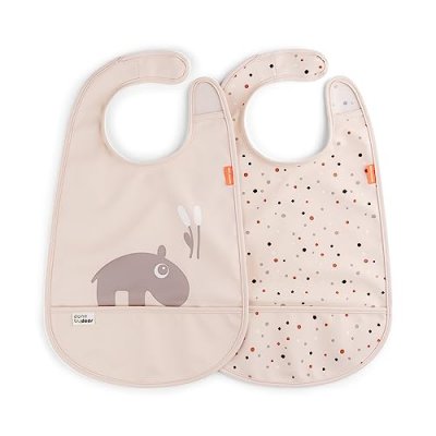 DONE BY DEER  - Bavoir avec velcro Ozzo, rose (set de 2)