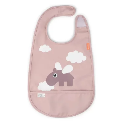 DONE BY DEER  Bib W/velcro Happy Clouds Rose