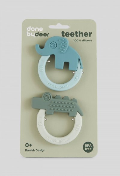 DONE BY DEER  Deer Friends Teether 2 Pack Argent&eacute; 0 Months