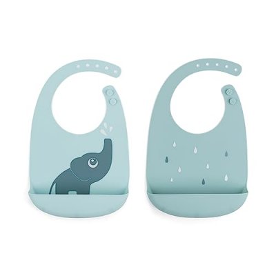 DONE BY DEER  Silicone Bib 2 Pack Elphee Bleu 0 Months