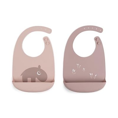 DONE BY DEER  Silicone Bib 2 Pack Ozzo Rose 0 Months