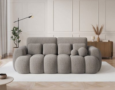BEST MOBILIER Dorian - Canap&eacute; droit 3 places convertible avec coffre en tissu bouclette