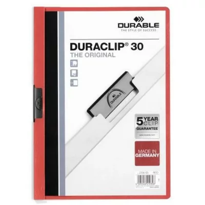 DURABLE Dossier de portefeuilles  duraclip 30 rouge transparent a4 25 pi&egrave;ces