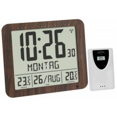 TFA Dostmann 60.4518.08 radiopilot&eacute;(e) Horloge murale 248 mm x 25 mm x 206 mm bois
