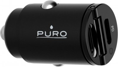 PURO Double chargeur voiture usb c+c pd 30w power delivery mini noir 