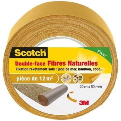 3M Double face fibres naturelles jaune 20 m x 50 mm