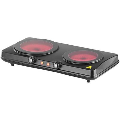ROSENSTEIN & SOHNE Double plaque de cuisson vitroc&eacute;ramique &agrave; infrarouge 2000&nbsp;W, &Oslash; 16,4&nbsp;& 18,8&nbsp;cm