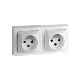 LEGRAND Double prise 2 p&ocirc;les horizontale ASL  blanc