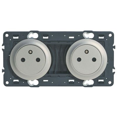 LEGRAND Double prise affleurante  C&eacute;liane - 2P+T - aluminium