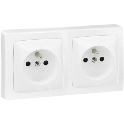 LEGRAND Double prise avec terre saillie Asl, , blanc