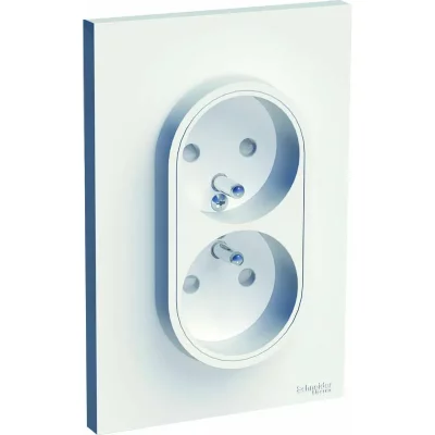SCHNEIDER ELECTRIC Double prise avec terre verticale Odace, , blanc
