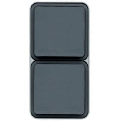 HAGER Double prise de courant verticale 2P+T complet Cubyko en saillie - gris