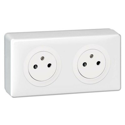 LEGRAND Double prise saillie  C&eacute;liane blanc