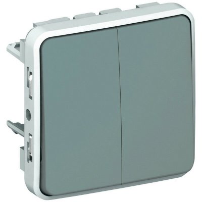 LEGRAND Double va et vient Plexo IP55 - Composable saillie ou encastr&eacute; - Gris