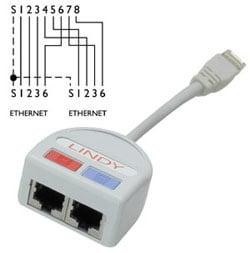 LINDY Doubleur de port RJ-45 UTP:  2 x 10/100 Base-T