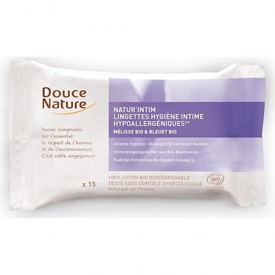 DOUCE NATURE  Lingettes intimes Eco 15 pcs