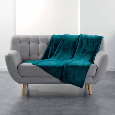 DOUCEUR D INTERIEUR Douceur D'int&eacute;rieur - Plaid flanelle - 125 x 150 cm - Bleu