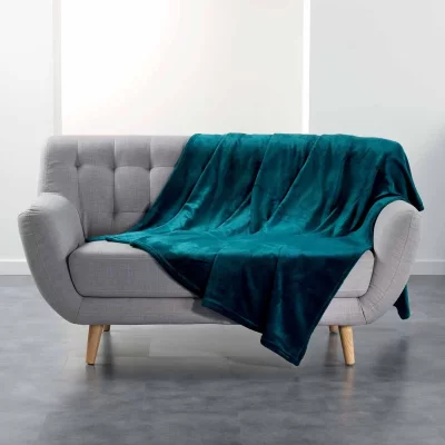 DOUCEUR D INTERIEUR Douceur D'int&eacute;rieur - Plaid flanelle - 180 x 220 cm - Bleu