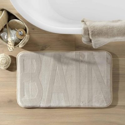 PARIS PRIX Douceur D'int&eacute;rieur, Tapis De Bain (45 x 75 cm) Bain Taupe, Microfibre Relief