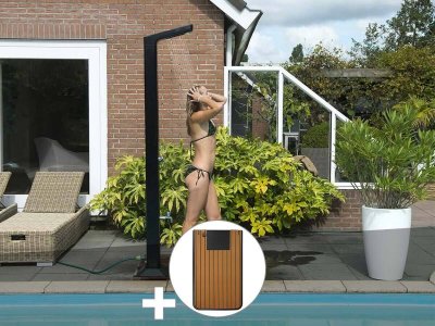 UBBINK Douche solaire 35 l Solaris Premium led + Plancher solaire Bois Teck 