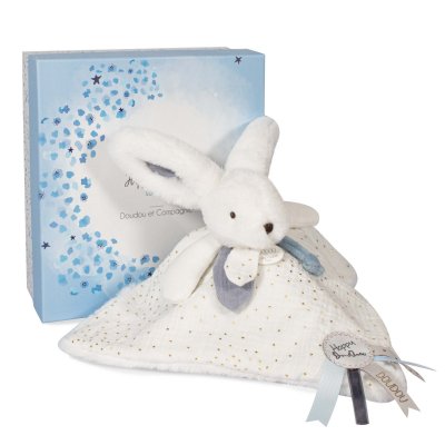DOUDOU ET COMPAGNIE Doudou Happy Glossy  Pompon Blanc 