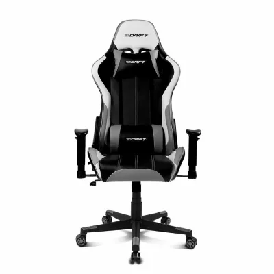 DRIFT DR175GRAY Si&egrave;ge Gamer Accoudoirs R&eacute;glables 2D Coussin Lombaire et Cervical Simili Cuir Noir