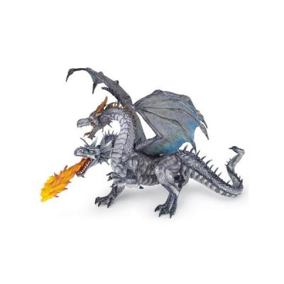 PAPO Dragon deux t&ecirc;tes argent&eacute; 