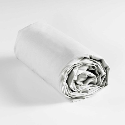 DOUCEUR D INTERIEUR Drap housse 1 personne 90 x 190 cm uni 57 fils lina Blanche