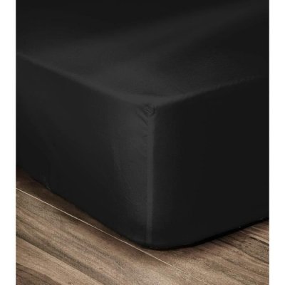 LOVELY HOME Drap Housse 100% coton 160x200x25 cm noir - 