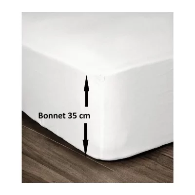 LOVELY HOME Drap Housse 100% Coton 180x200cm - Bonnet 35cm - Blanc - 