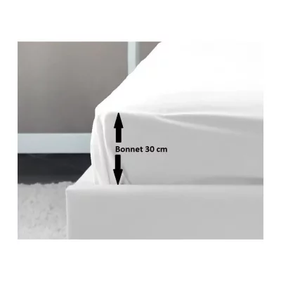 LOVELY HOME Drap Housse 100% coton 180x200x30 cm blanc - 
