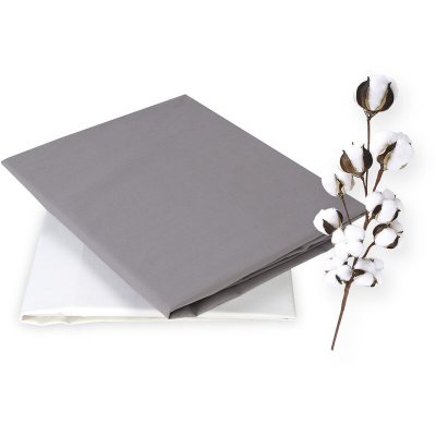 XALUCA Drap housse 100% Coton 70x160, Lot 2 Drap blanc et Gris, matelas lit enfant
