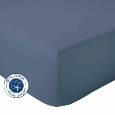 TRADILINGE Drap housse 100% Coton Peign&eacute;  90 x 190 cm Orage