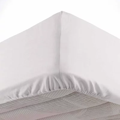 DOUCEUR D INTERIEUR DRAP HOUSSE 2 PERSONNES 140 x 190 CM MICROFIBRE UNIE OSCAR BLANC
