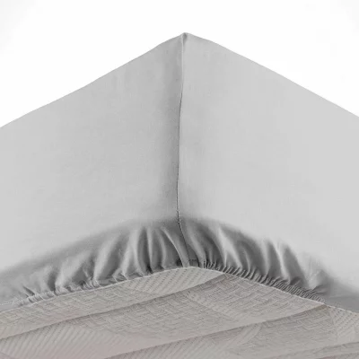 OSCAR DRAP HOUSSE 2 PERSONNES 140 x 190 CM MICROFIBRE UNIE  GRIS CLAIR