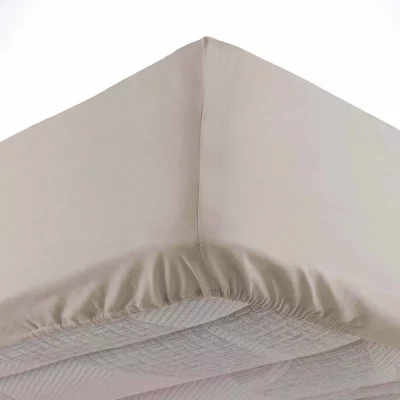 DOUCEUR D INTERIEUR DRAP HOUSSE 2 PERSONNES 140 x 190 CM MICROFIBRE UNIE OSCAR NATUREL