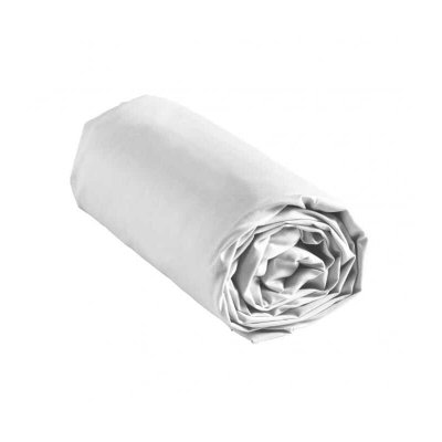 DOUCEUR D INTERIEUR Drap housse 2 personnes 140 x 190 cm uni 57 fils lina Blanche