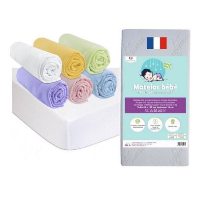 EASY DORT Drap housse 60x120 b&eacute;b&eacute; (lot de 6) + 2 prot&egrave;ges matelas