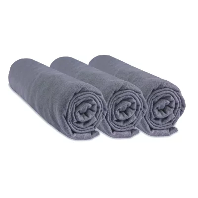 Drap housse 70x160 b&eacute;b&eacute; coton jersey gris (lot de 3)