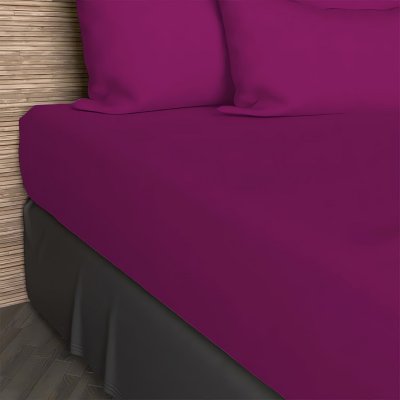 SOLEIL D OCRE Drap housse 90x200 cm en coton 57 Fils Soleil D'ocre cassis - Violet