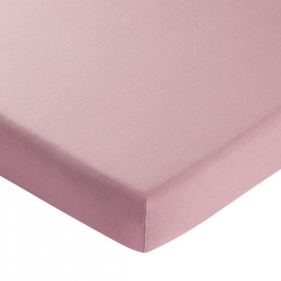 BECQUET Drap-housse 90x200 rose en lin lav&eacute;
