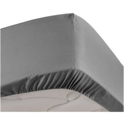 DOUCEUR D INTERIEUR Drap housse anthracite 140 x 190 cm en percale bonnet 30 cm