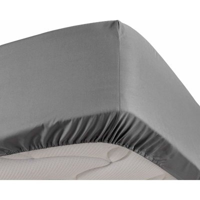 DOUCEUR D INTERIEUR Drap housse anthracite 180 x 200 cm en percale bonnet de 30 cm