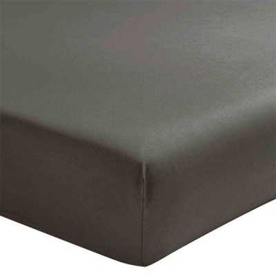 ESSIX Drap housse Anthracite  en percale de coton 80 fils 160 x 2
